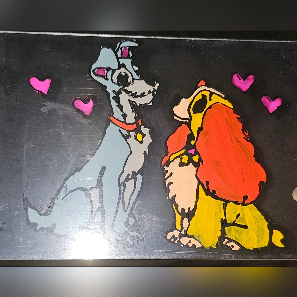 Colorful Lady And The Tramp Glass Painting Decor